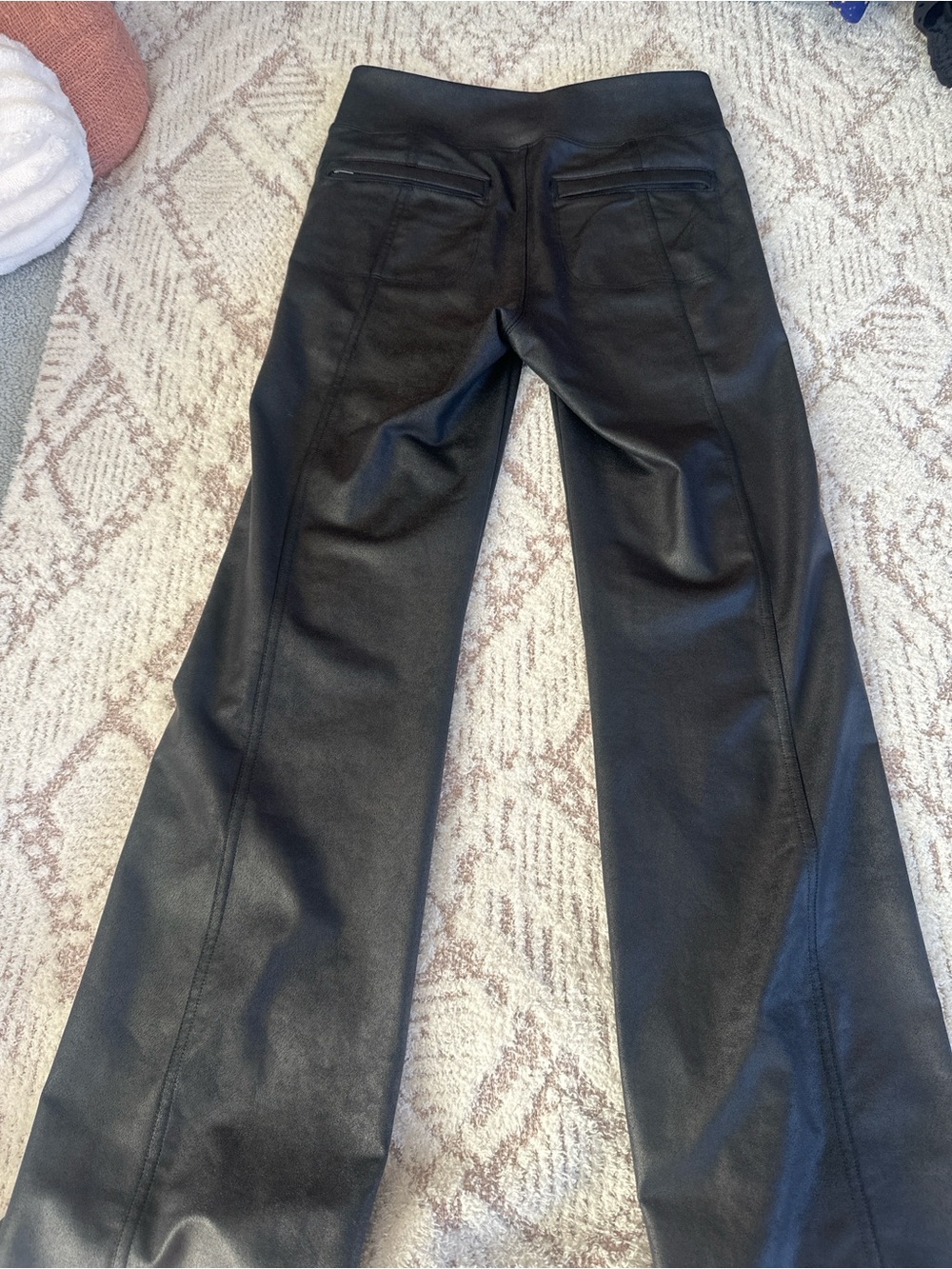 Athleta Delancey Gleam Faux Leather Pants Black XS High Rise - Picture 3 of 8